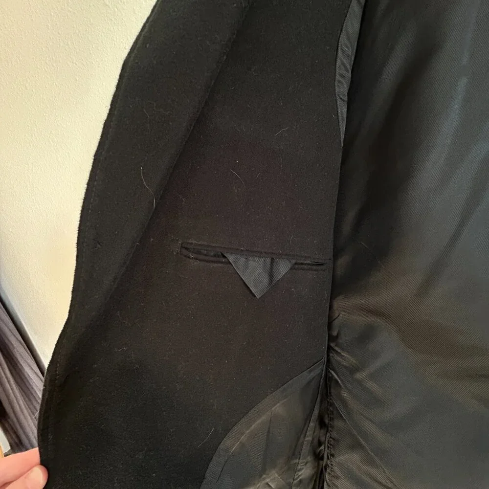Banana Republic Jacket Black Military Overcoat 3 Button Closure Cotton